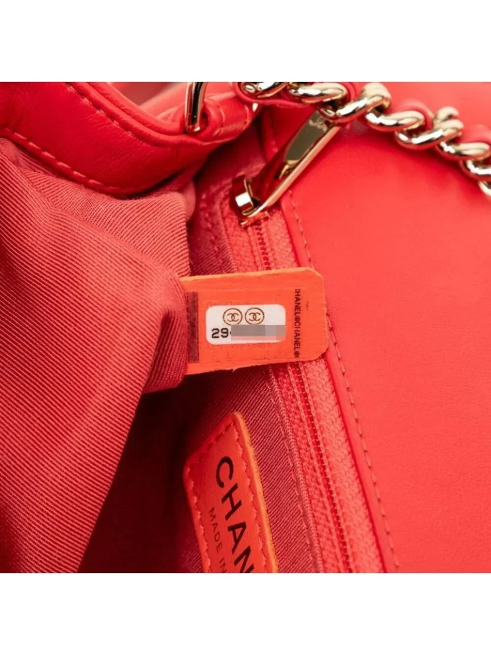 Chanel Quilted CC Logo Studs Chain Shoulder Bag Red Lambskin